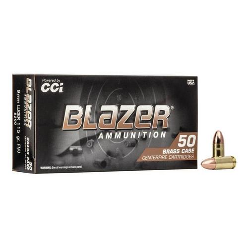 Blazer Ammunition Blazer Brass FMJ 9mm Handgun Ammunition 50 Round Box