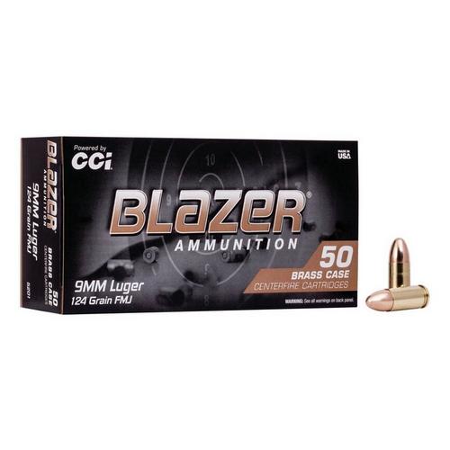 Blazer Ammunition Blazer Brass FMJ 9mm Handgun Ammunition 50 Round Box