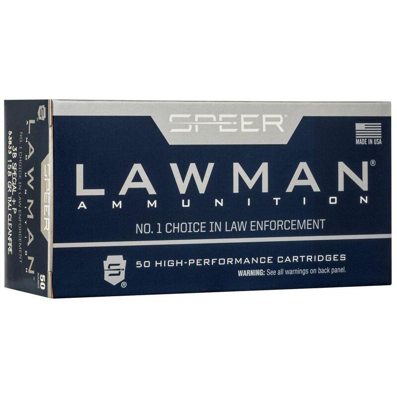 Speer Lawman Handgun Clean-Fire Training 38 Special +P Handgun Ammunition 50 Round Box - Speer