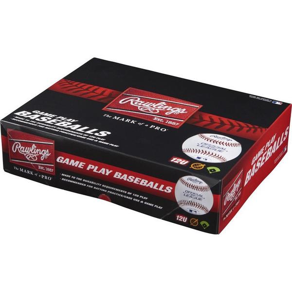 Rawlings 12 & Under Game Play Leather Official League Baseballs - 12 Pack