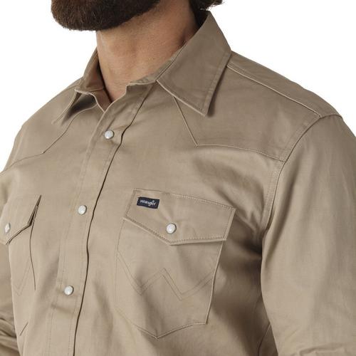 Men's Wrangler Basics Twill Classic Fit Long Sleeve Button Up Shirt - Primary Image