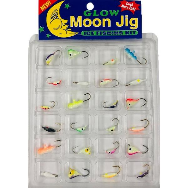 K & E TACKLE K&E Tackle Moon Glow 24 PC Assorted Ice Jig Kit