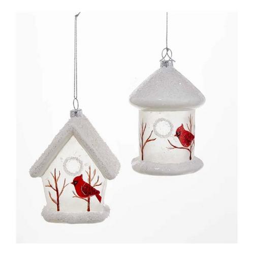 Kurt S. Adler White Birdhouse With Cardinals Glass Ornaments (Styles May Vary) - Primary Image