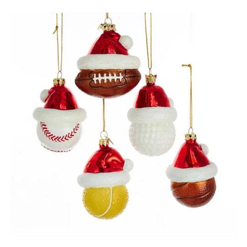 Kurt S. Adler Noble Gems Sports Ball With Santa Hat Glass Ornament (Styles May Vary) - Primary Image
