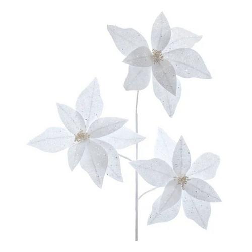 Kurt S. Adler White Glittered Poinsettia Spray - Primary Image