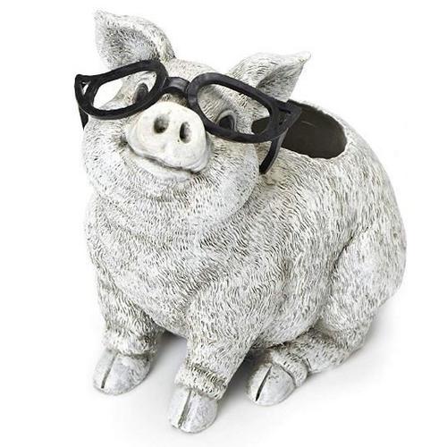 Roman Silly Spectacles White Pig Planter - Primary Image