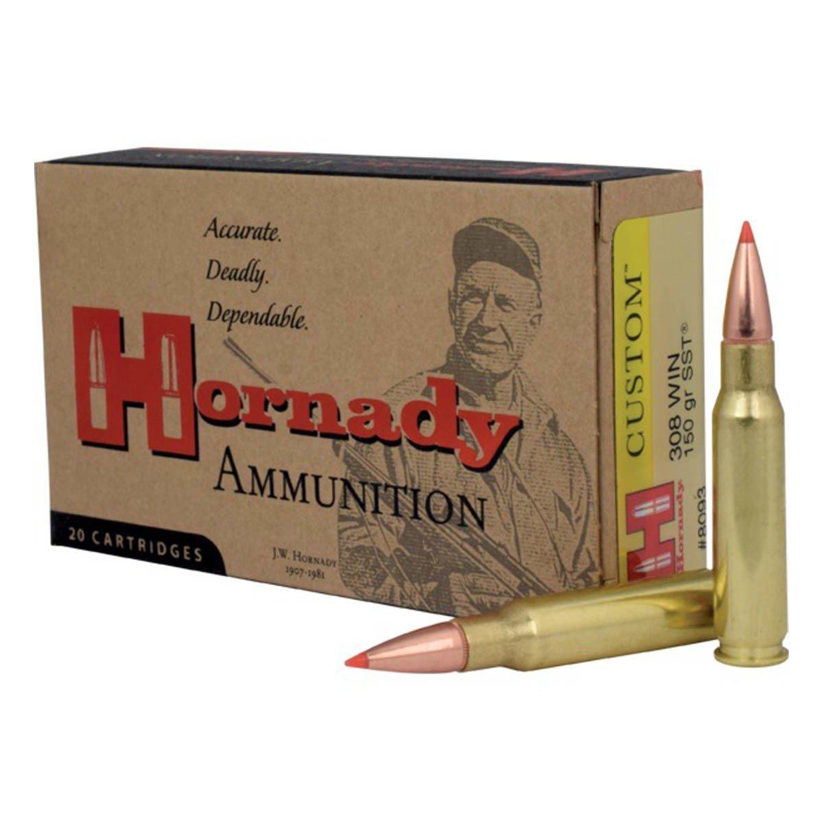 Hornady Custom SST 308 Winchester Rifle Ammunition 20 Round Box