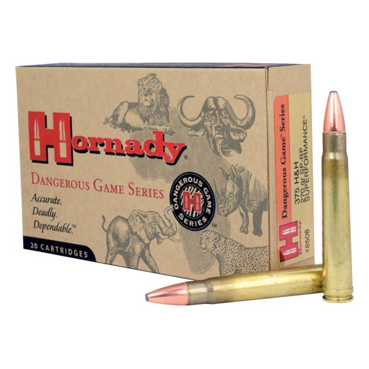 Hornady Dangerous Game Series InterLock SP-RP 375 H&H Magnum Rifle Ammunition 20 Round Box
