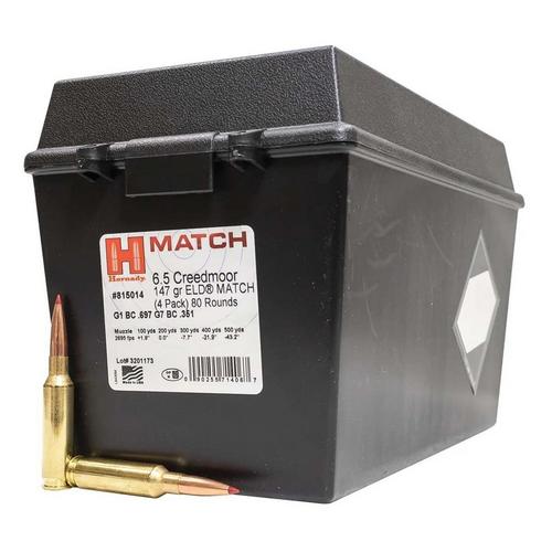 Hornady ELD Match Field Box 6.5 Creedmoor Rifle Ammunition 80 Round Box