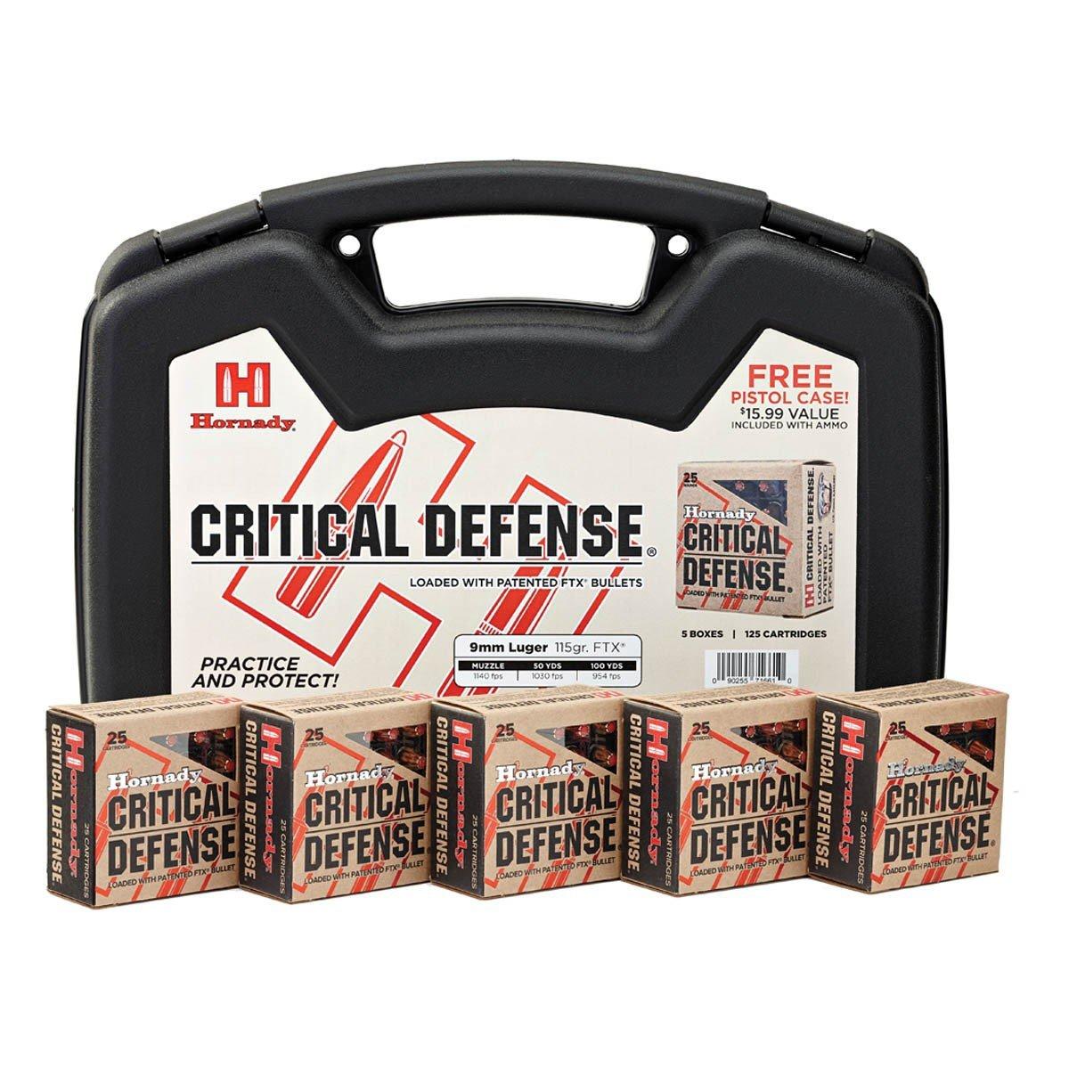 Hornady Critical Defense FTX 115g 125ct 9mm Handgun Ammunition 125 ct. - Hornady