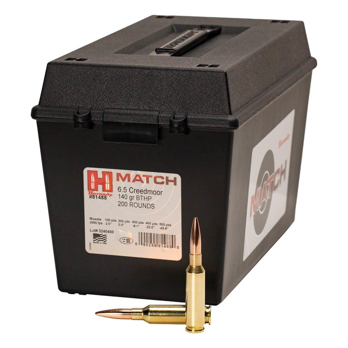 Hornady Match Boattail Hollow Point 6.5 Creedmoor Rifle Ammunition 200 Round Box - Hornady