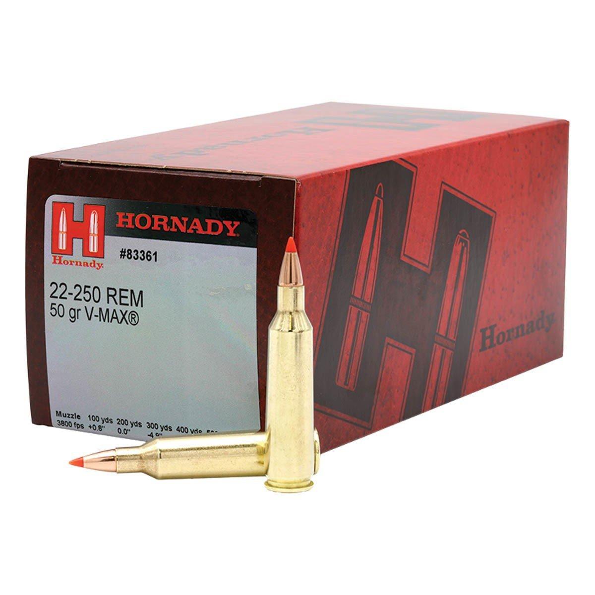 Hornady Varmint Express V-Max 22-250 Remington Rifle Ammunition 50 ...