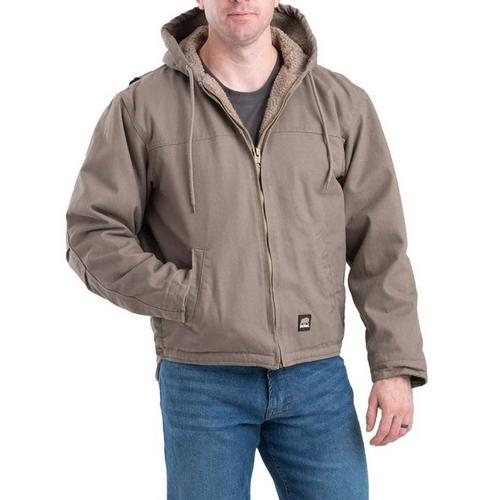 Men's Berne Apparel Heartland Washed Duck Heavyweight Sherpa Hooded Canvas Jacket - Primary Image