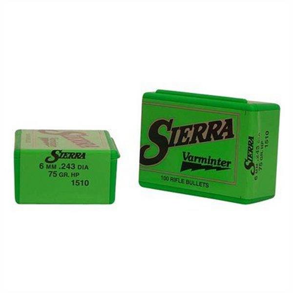 SIERRA BULLETS Sierra Varminter 24 Caliber Hollow Point Rifle Bullets