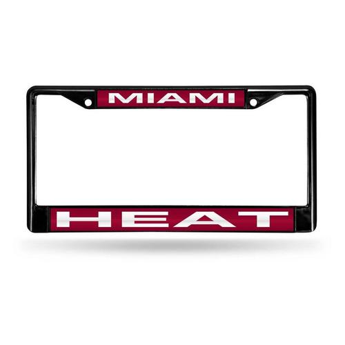 Rico Industries Miami Heat Black Laser Cut Chrome License Plate Frame - Primary Image