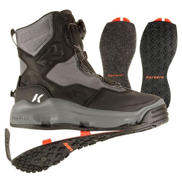 KORKERS Men's  Darkhorse with Felt and Kling-On Soles Fly Fishing Winter Boots Outdoor
