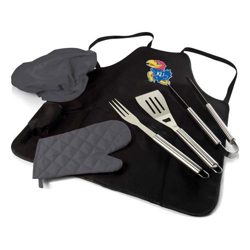 Picnic Time Kansas Jayhawks BBQ Apron Tote Pro Grill Set - Primary Image