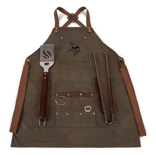Picnic Time Minnesota Vikings BBQ Apron Tote Pro Grill Tool Set - Primary Image