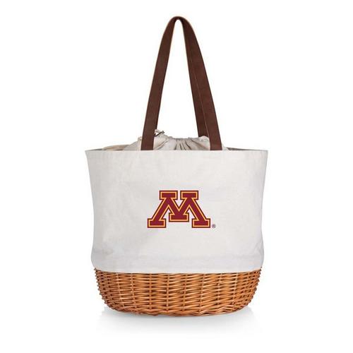 Picnic Time Minnesota Golden Gophers Coronado Canvas & Willow Basket Tote - Primary Image