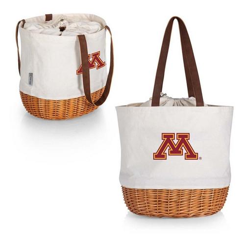 Picnic Time Minnesota Golden Gophers Coronado Canvas & Willow Basket Tote - Primary Image