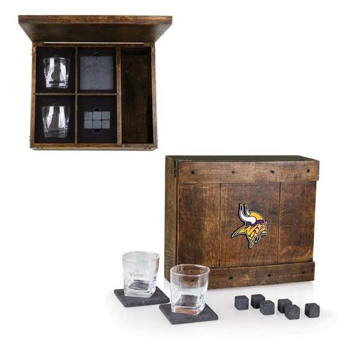 Picnic Time Minnesota Vikings Emblem Whiskey Box Gift Set - Primary Image