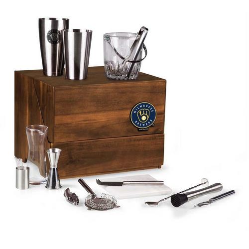 Picnic Time Milwaukee Brewers Madison Acacia Tabletop Bar Set - Primary Image