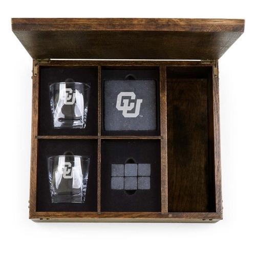 Picnic Time Colorado Buffaloes Engraved Whiskey Box Gift Set - Primary Image