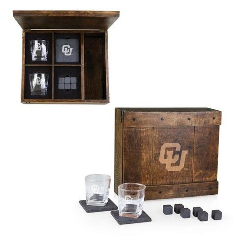 Picnic Time Colorado Buffaloes Engraved Whiskey Box Gift Set - Primary Image