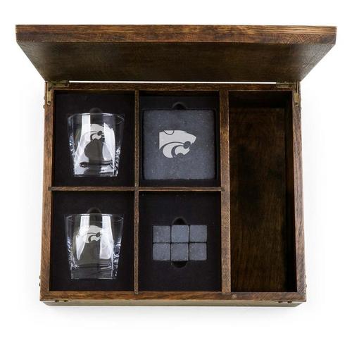 Picnic Time Kansas State Wildcats Engraved Whiskey Box Gift Set - Primary Image