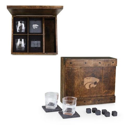 Picnic Time Kansas State Wildcats Engraved Whiskey Box Gift Set - Primary Image