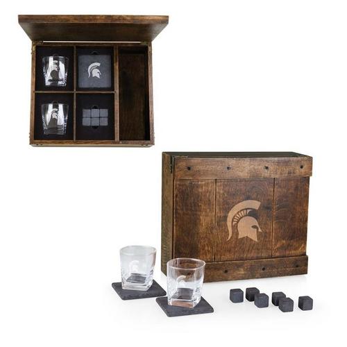 Picnic Time Michigan State Spartans Engraved Whiskey Box Gift Set - Primary Image