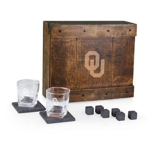 Picnic Time Oklahoma Sooners Engraved Whiskey Box Gift Set - Primary Image