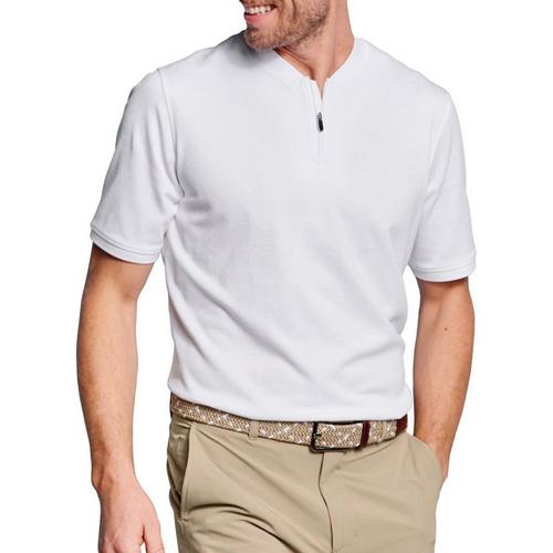 Men's Johnston & Murphy Knit Jacquard Zip Polo - Primary Image