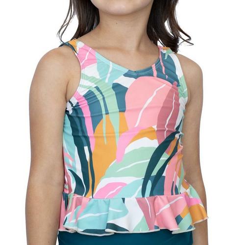 Girls' Janela Bay V Neck Peplum Swim Tankini - Primary Image