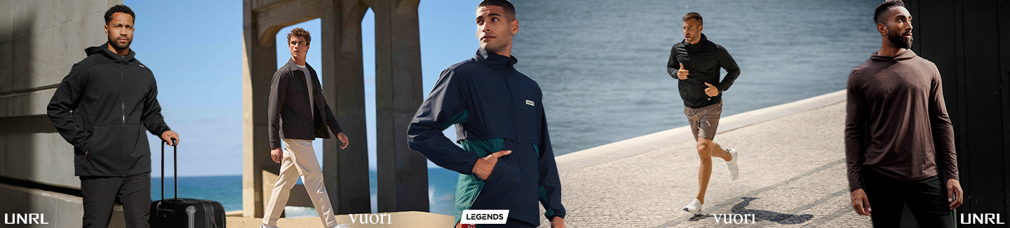 Lifestyle images of men athleisure brands