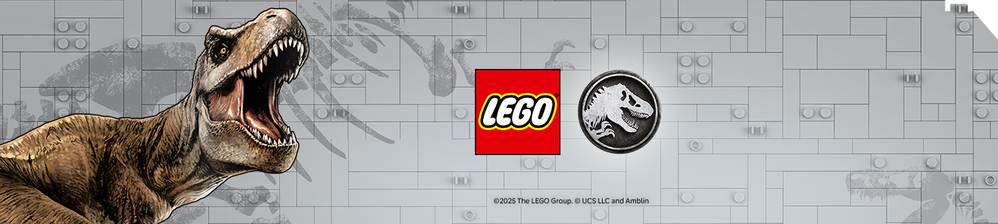 Lego and Jurassic World logo and Dinosaur