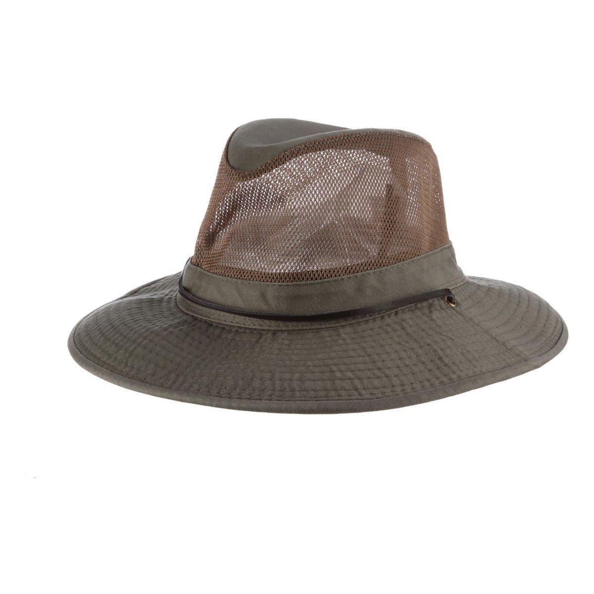 Men's Dorfman-Pacific Aspen Twill Mesh Safari Sun Hat - Dorfman-Pacific