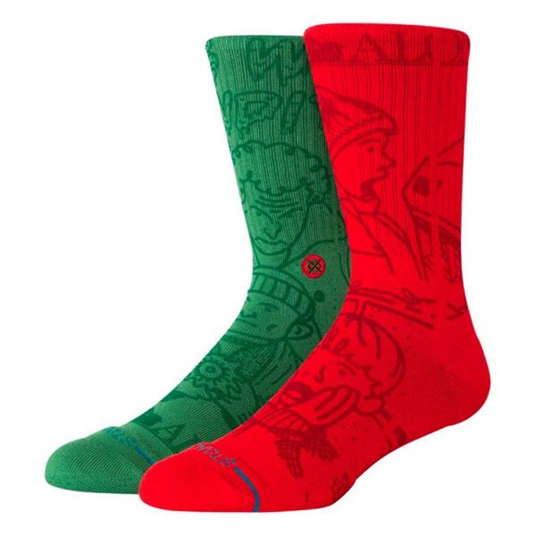 Men's Stance Home Alone Crew Socks Large Red/Green