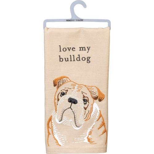 Primitives by Kathy Love My Bulldog Dish Towel - Primary Image