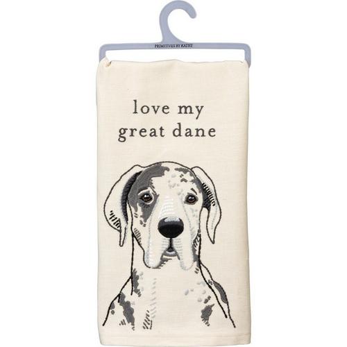 Primitives by Kathy Love My Great Dane Dish Towel - Primary Image