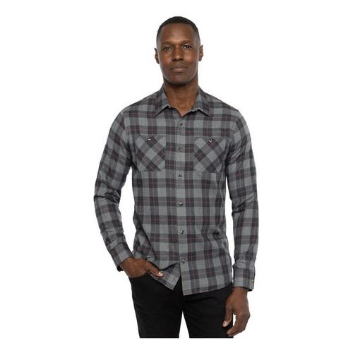 Men's TravisMathew CLOUD FLANNEL PLAID Long Sleeve Button Up Shirt - Primary Image