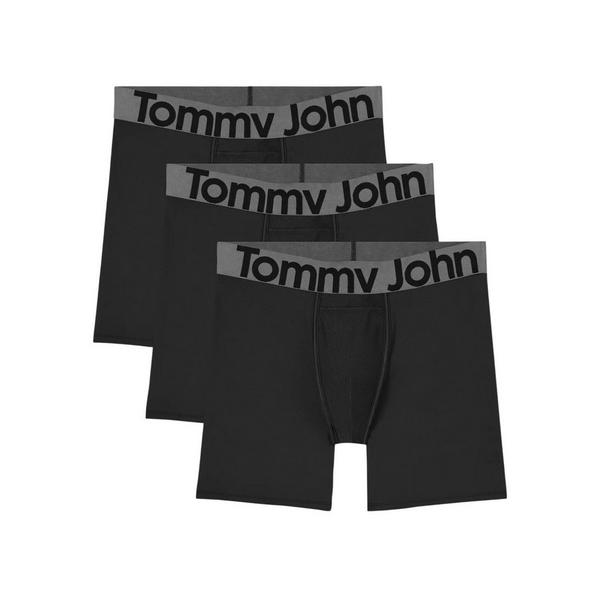 Men's Tommy John 360 Sport Mid-Length Boxer Briefs Underwear 3 Pack Large Black