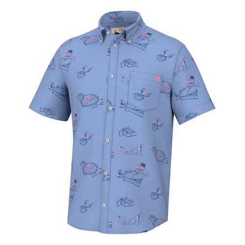 Men's Huk Americookin Kona Button Up Shirt - Primary Image