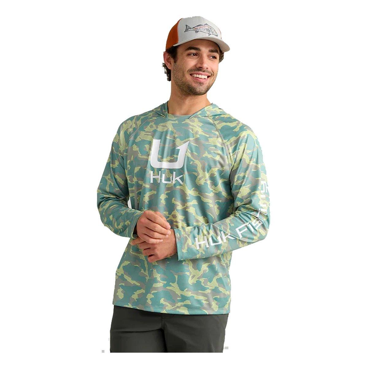 Men's Huk Icon Printed Long Sleeve Hooded T-Shirt - Huk