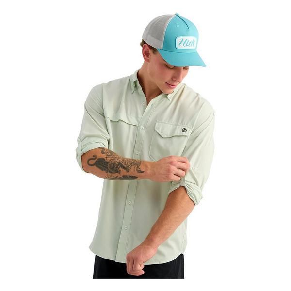 Huk Men's  Tide Point Long Sleeve Button Up Shirt