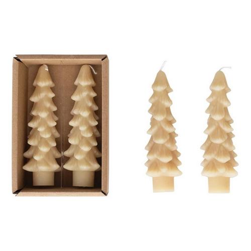 Creative Co-Op Unscented Short Tree Shaped Taper (Set of 2) Taper Candle - Primary Image