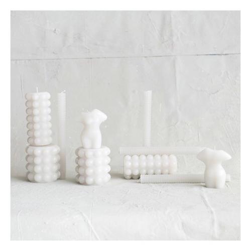 Creative Co-Op Unscented Hobnail (Set of 2) Taper Candle - Primary Image