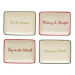 Creative Co-Op 4"L x 3"W Stoneware Dish w/ Holiday Words (Styles May Vary) - Thumbnail 1 of 3