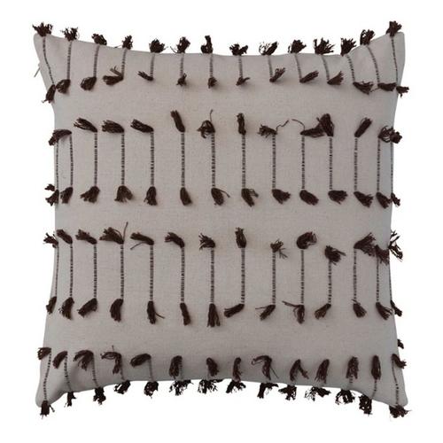 Creative Co-Op Cotton Dhurrie Pillow w/ Woven Tassels - Primary Image