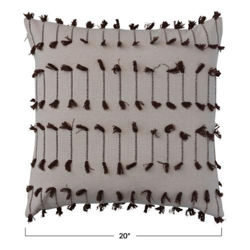 Creative Co-Op Cotton Dhurrie Pillow w/ Woven Tassels - Primary Image